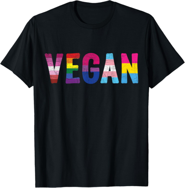 LGBT Vegan Vegetarian Rainbow Gay Pride Trans Vintage Gift T... - Image 2